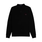 Fred Perry Svart Långärmad Bomullspolo Black, Herr