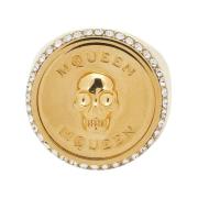 Alexander McQueen Präglad Skull Guld Ring Yellow, Dam