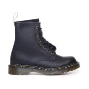 Dr. Martens Blanka Svarta Veganska Stövlar med Gula Sömmar Black, Dam