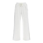 Max Mara 'Curve' Sportiga Joggers med Kontrastpiping White, Dam