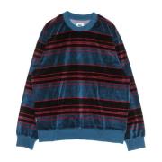 Obey Randig Velour Crewneck Sweatshirt Multicolor, Herr