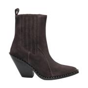 FABIENNE CHAPOT Svarta Croc Ankelboots med Gyllene Nitar Gray, Dam