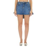 Alexander McQueen Denim Flared Kjol Blue, Dam