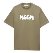 Msgm Grön Logo Pennellato T-shirts och Polos Green, Herr