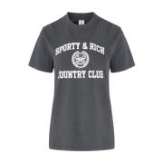 Sporty & Rich Crest T-shirt Faded Svart Black, Dam