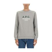 A.p.c. Logo Sweatshirt Regular Fit 100% Bomull Gray, Herr