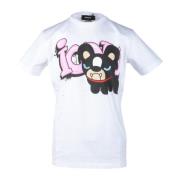 Dsquared2 Vit Print T-shirt Vår/Sommar Herr White, Herr