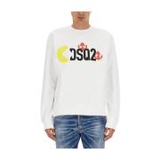 Dsquared2 Pac-Man Sweatshirt med Logo Printing White, Herr