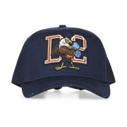 Dsquared2 Blå Bomull Baseball Cap Logo Patch Blue, Herr