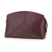 Victoria Beckham Bordeaux Kornat Kalvskinn Clutch Väska Red, Dam