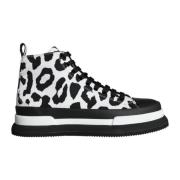 Dolce & Gabbana Leopard Print High Top Sneakers Black, Herr