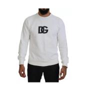 Dolce & Gabbana Vit Logo Bomull Crew Neck Sweater White, Herr