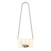 Alexander McQueen Slash Clutch Väska med Kedje Axelrem White, Dam