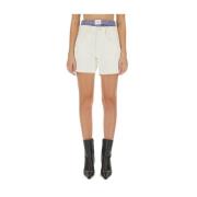 Alexander Wang Bomull High-Waisted Boxer Shorts White, Dam