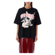 Msgm Svart Grafiskt Tryck T-shirt Damkläder Black, Dam