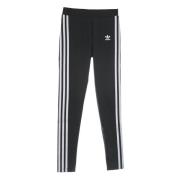 Adidas Svarta Leggings med Elastisk Midja och 3 Ränder Black, Dam