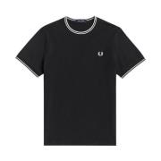 Fred Perry Klassisk dubbelrandig crew neck t-shirt Black, Herr