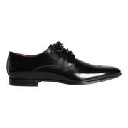 Dolce & Gabbana Svarta Kalvläder Derby Klädsel Skor Black, Herr