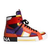 Dolce & Gabbana Multifärgat Läder High Top Sneakers Multicolor, Herr