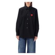 Comme des Garçons Svart Heart Patch Skjorta Aw24 Black, Dam