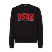 Dsquared2 Bekväm Bomull Crewneck Sweatshirt Black, Herr