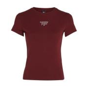 Tommy Jeans Grundläggande Röd T-shirt, Rund Hals, Korta ärmar Red, Dam