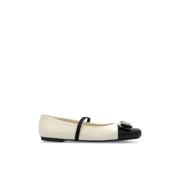 Salvatore Ferragamo Ballet Flats Zina Toe Beige, Dam