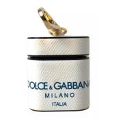 Dolce & Gabbana Logo Print Läder Airpods Fodral White, Dam