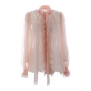 Dolce & Gabbana Kvinnors Ruffles Blus Pink, Dam