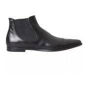 Dolce & Gabbana Svarta Läder Chelsea Ankelboots Black, Herr