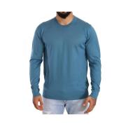 Dolce & Gabbana Blå Cashmere Crewneck Logo Sweater Blue, Herr