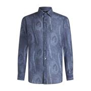 Etro Blå Paisley Print Sidenskjorta Blue, Herr