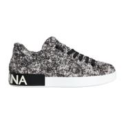 Dolce & Gabbana Ull Låg-top Sneakers Svart Vit Black, Herr