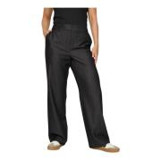 2-Biz Svarta Wide Leg Byxor Dina.Au24 Black, Dam