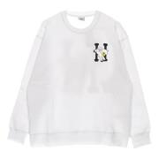 HUF Klassisk Flocked Crew Neck Sweatshirt Vit White, Herr