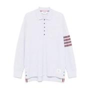 Thom Browne Grå Polo Skjorta med 4-Stripig Detalj Gray, Herr