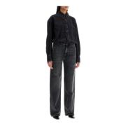 Haikure Denim Jumpsuit med Oversized Skjorttopp Black, Dam