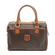 Celine Vintage Pre-owned Belagd canvas axelremsvskor Brown, Dam