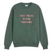 Drole de Monsieur Broderad Slogan Sweatshirt Green, Herr