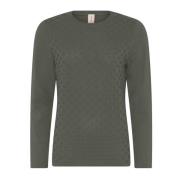 Skovhuus Prickig Struktur Pullover Blus Myrtle Green, Dam