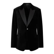 Emporio Armani Sammet Tryckt Tuxedo Jacka Black, Herr