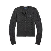 Ralph Lauren Grå Ull Cashmere Cardigan Tröja Gray, Dam