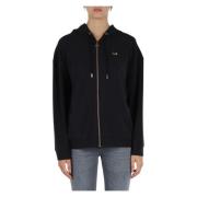 Emporio Armani EA7 Modal Zip Hoodie Logo Plaque Black, Dam