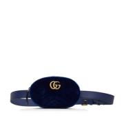 Gucci Vintage Pre-owned Sammet crossbodyvskor Blue, Dam