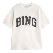 Anine Bing Faded Logo Oversized Tee White, Dam