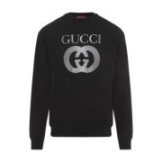 Gucci Svart Ikoniskt Logosweatshirt Black, Herr