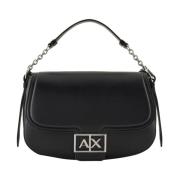 Armani Exchange Svart Axelväska med Metalllogotyp Black, Dam