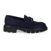 Luca Grossi Blå Platta Loafers Moderna Moccasins Blue, Dam