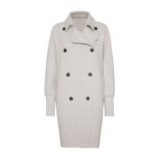 Brunello Cucinelli Off-White Cashmere Blend Coat Gray, Dam