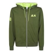 Sun68 Hoodie med fluorescerande logotyptryck Green, Herr